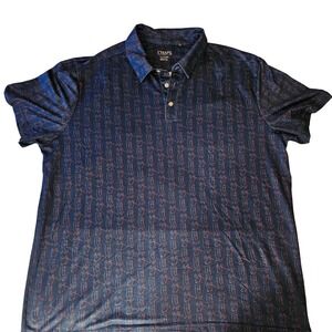 CHAPS Golf 2XL Polo Shirt Navy Blue Golfer Print Short Sleeve Mens‎